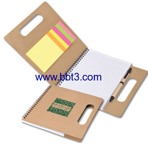 Eco promotional notebook & sticky notes with handle