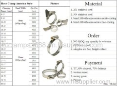 Hose clamps,American Type hose clamp,Auto Parts,hose clip