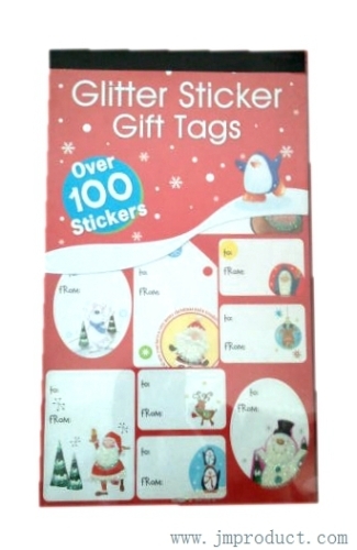 glitter xmas funny tag sticker