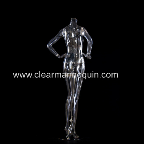 Clear and transparent female mannequin stand