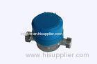 Blue Dry Dial Vane Wheel Water Flow Meter , Rotary Single Jet Water Meter for Home