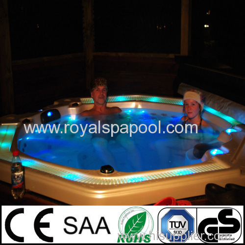 Hot tub outdoor spa with overflow