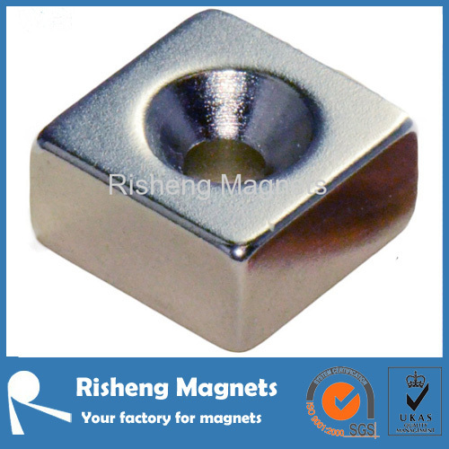 Permanent Magnetics Block 35 x 4 x 2mm with Countersunk Hole most powerful grade rare earth magnets N52