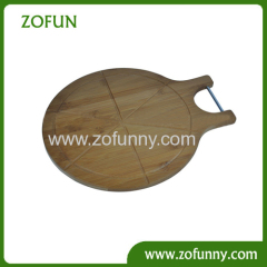 round pizza cutting board with metal handle
