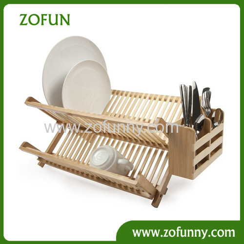 Functional foldable bamboo dish rack wholesale