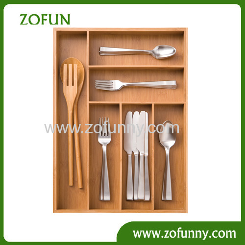 2014 Bamboo Expandable Utility Drawer Organizer/ Cutlery Tray