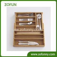 2014 Bamboo Expandable Utility Drawer Organizer/ Cutlery Tray
