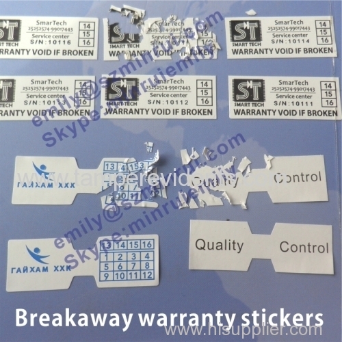 Warranty Seal Stickers with custom design