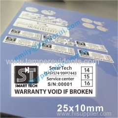 Custom Destructible Breakaway Warranty Stickers