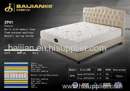 hign quality memory foam bonnell spring hotel mattress