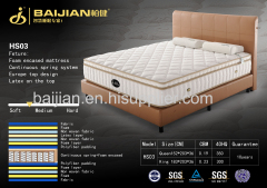 continuous spring & latex soft hotel mattress