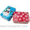 Red / Green Tin Cookie Containers / Printed Cartoon Rectangle Cans