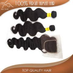 100% top lace closure body wave unprocessed virgin remy human hair free weave hair packs