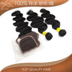 100% top lace closure body wave unprocessed virgin remy human hair free weave hair packs