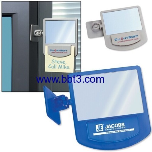 Promotional plastic adhesive computer mirror with memo clip