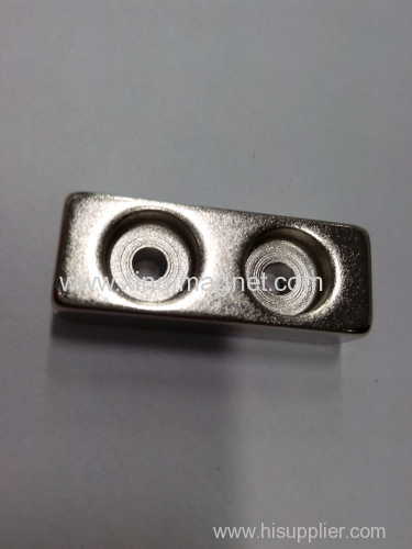 Neodymium Block Nickle Magnets with two counter bores