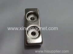 Neodymium Block Nickle Magnets with two counter bores