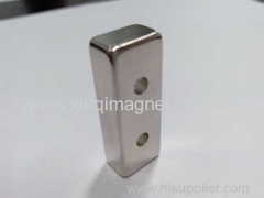 Neodymium Block Nickle Magnets with two counter bores