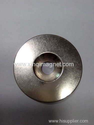 Neodymium Iron Boron magnet with countersunk Nickel plating