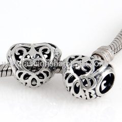 Fashionable European Style Sterling Silver Open Heart Filigree Beads Wholesale