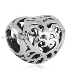 European Style Sterling Silver Open Heart Filigree Beads Wholesale