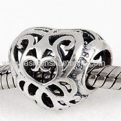 European Style Sterling Silver Open Heart Filigree Beads Wholesale