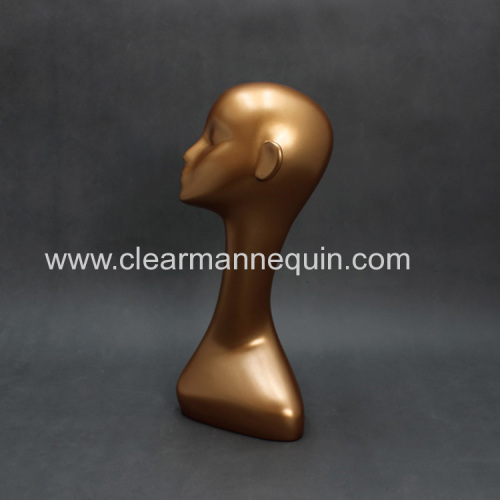 Golden female mannequin head for sale