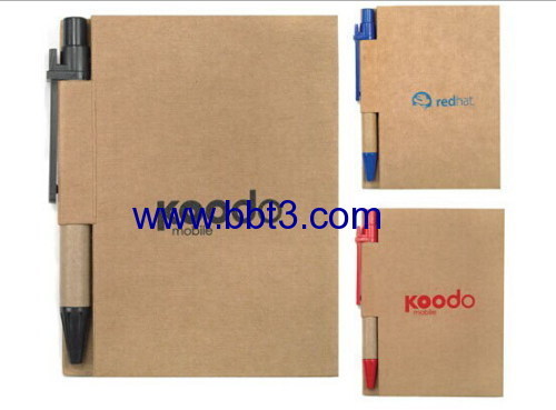 Eco promotional pocket notebook with eco ballpen set