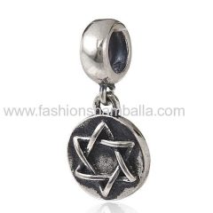 European Style Sterling Silver Beads Dangle Shalom Charm