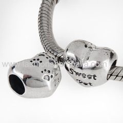 Fashion Design European Style Sterling Silver My Sweet Pet Heart Beads Wholesale