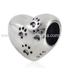 European Style Sterling Silver My Sweet Pet Heart Beads Wholesale