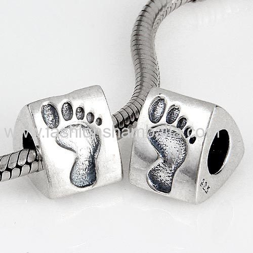 High Quality European Style Sterling Silver Footprint Beads Wholesale