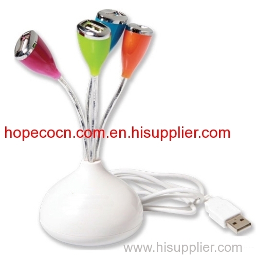 4 ports LED flower vase HUB