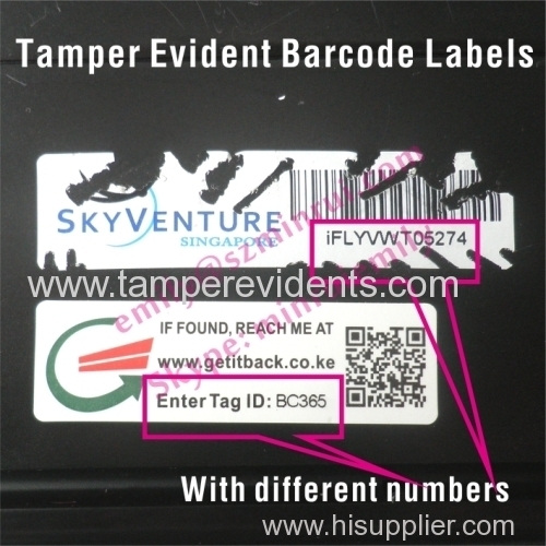 Custom Cannot Remove Warranty Barcode and QR Code Stickers,One Time Use Eggshell Barcode Stickers,Security Destructible
