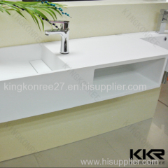 Non Porous Pure White Artificial Stone Round Bathroom Sink