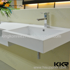 Non Porous Pure White Artificial Stone Round Bathroom Sink