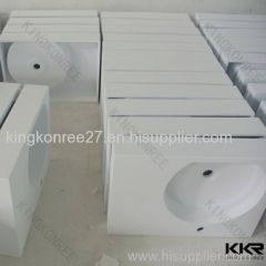 Non Porous Pure White Artificial Stone Round Bathroom Sink