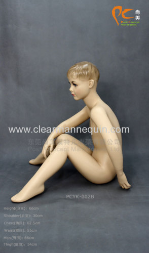 Sitting child mannequin display cases