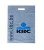 Grey HDPE Die Cut Plastic Bags Hot Stamping with Square Bottom for Gift