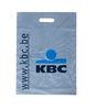 Grey HDPE Die Cut Plastic Bags Hot Stamping with Square Bottom for Gift