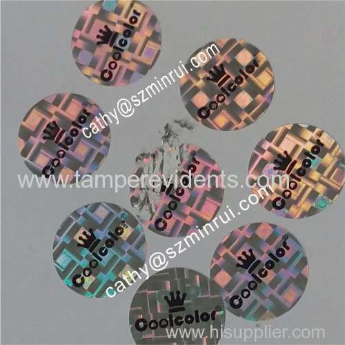 adhesive sticker type and destructible vinyl material hologram labels