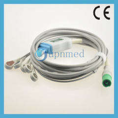 Fukuda Denshi One piece 5-lead ECG Cable with leadwires