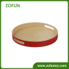 Red round bamboo serving tray