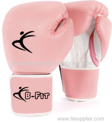 Ladies Pink Leather Boxing Gloves Velcro Cuff