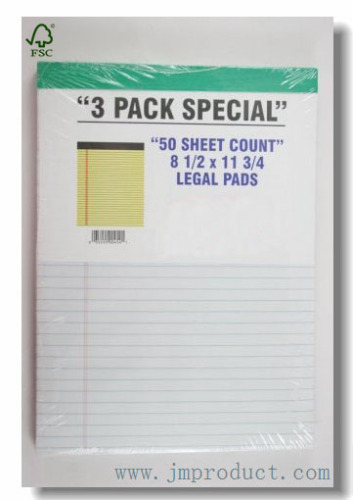 white paper wide ruled legal pads
