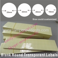 Custom Blank Round Transparent Self Adhesive Labels For Seal Boxes Or Other Packages