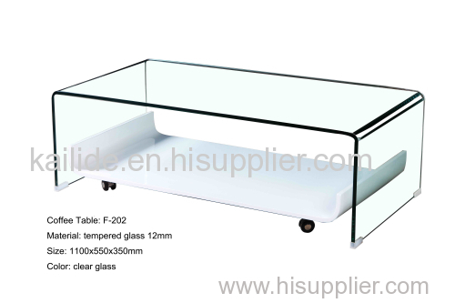 F-202 Bent glass and bent wood coffee table
