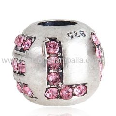 Cheap Sterling Silver Surrounded by Love Beads with Jet Austrian Crystal European Style
