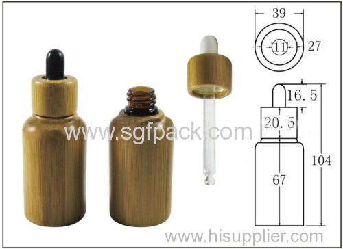 personal care bamboo oil bottle glass bottle with droper and glass tube 30ml bottle