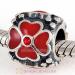 Sterling Silver Enamel Red four-leaf clover with Crystal Charm Beads Goods Best Sellers